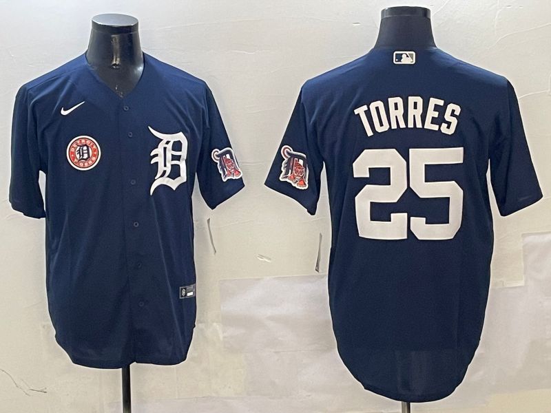 Men Detroit Tigers 25 Torres Drak Blue Game 2025 Nike MLB Jersey style 31210